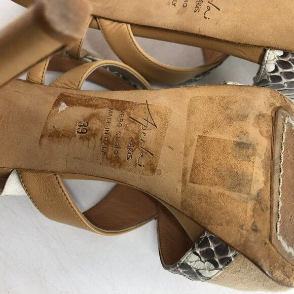 Aperlai Paris python suede nude tan  sling back high heels 39 - Picture 8 of 12